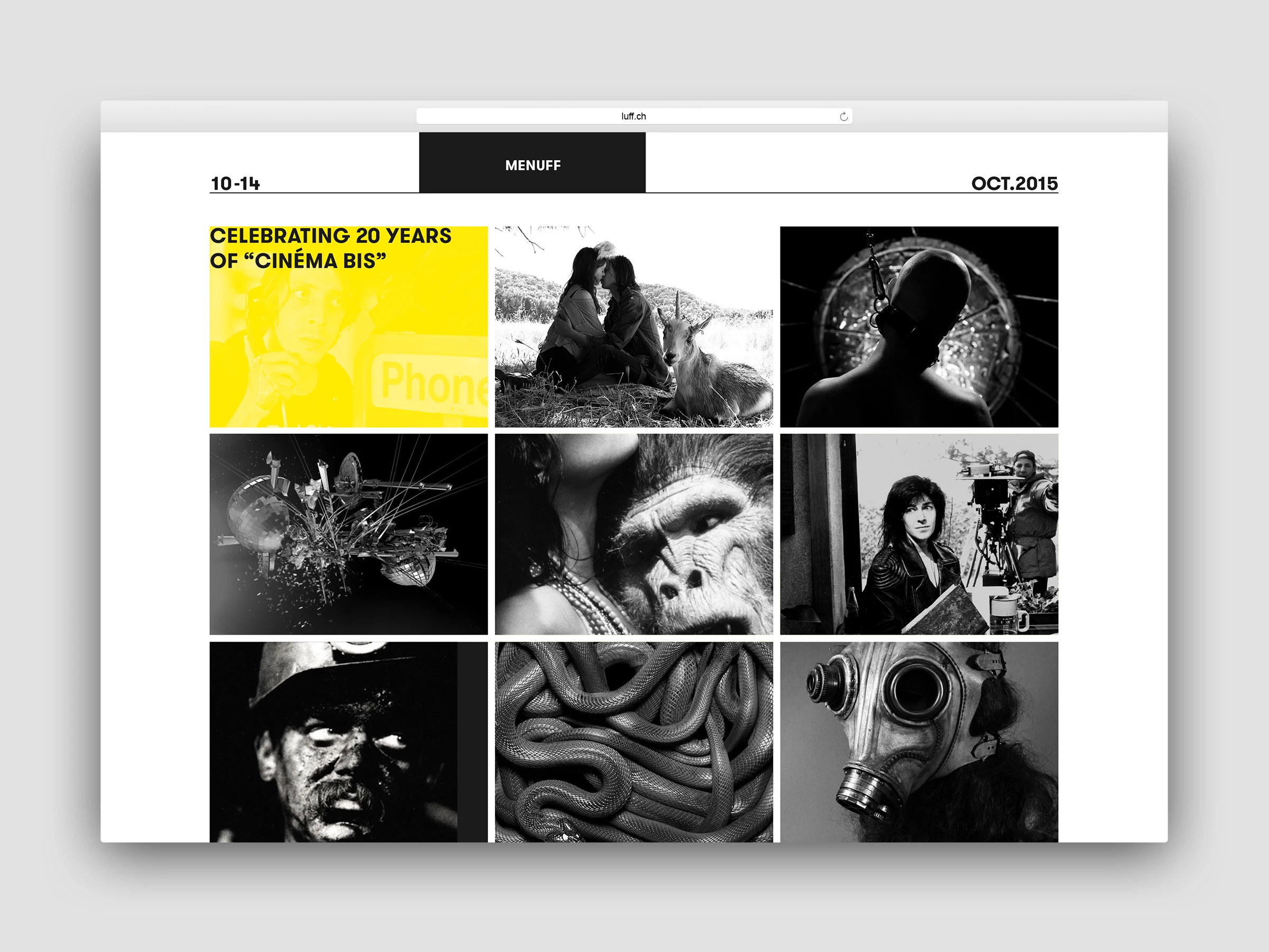Siteweb du LUFF, page des choix des films.